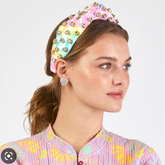 Stoney Clover x Lele Sadoughi Crystal Hearts Headband - Picture 2 of 8